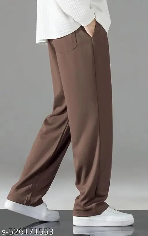 Brown Trouser | Mens Flared Track Pants| Track Pants for mens loose fit| Trouser Pant for Men| Stylish Track Pants| Mens Trousers| Plain Track Pant