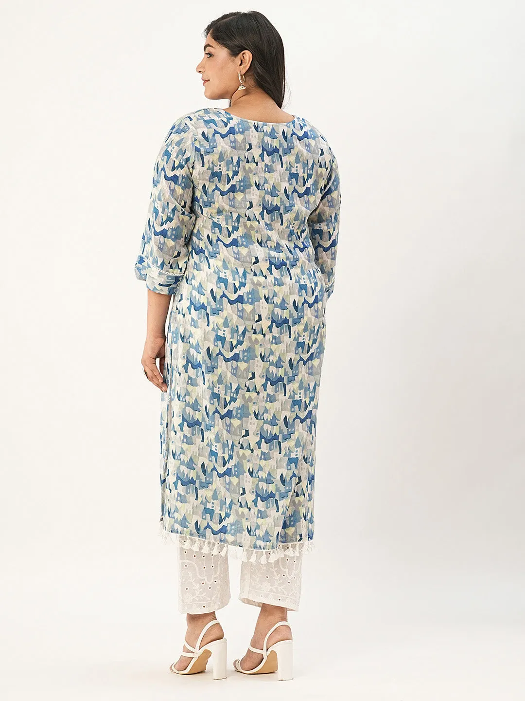 Buy Blue Comfort Fit Cotton Kurta for Women Online - Zola