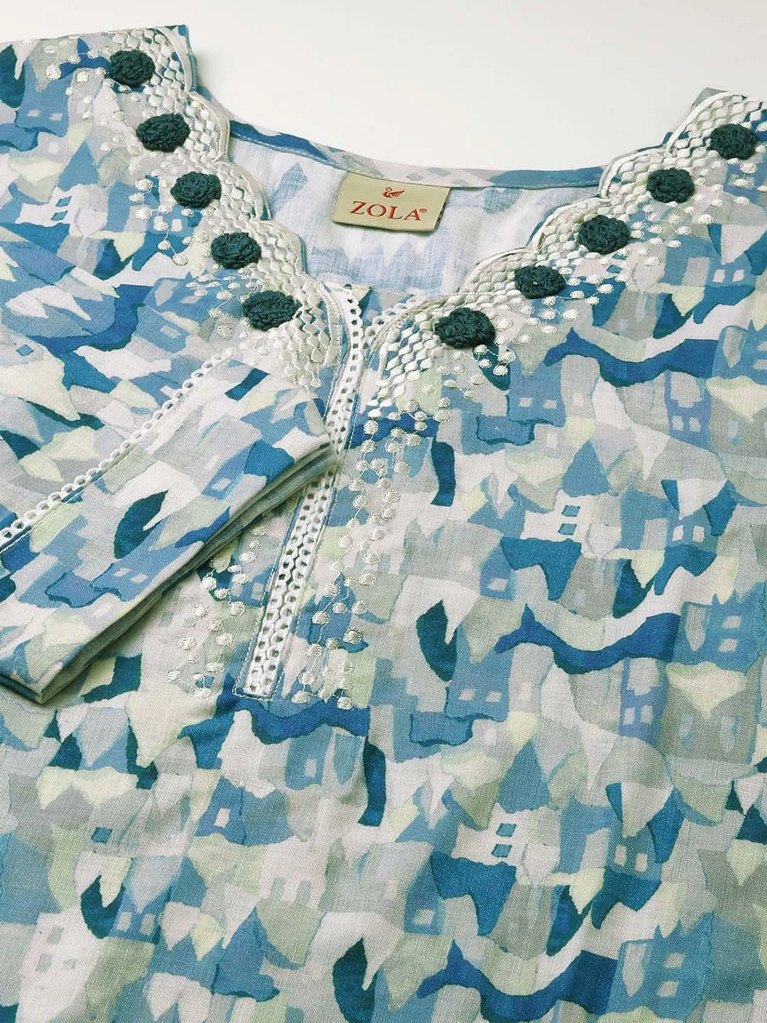 Buy Blue Comfort Fit Cotton Kurta for Women Online - Zola