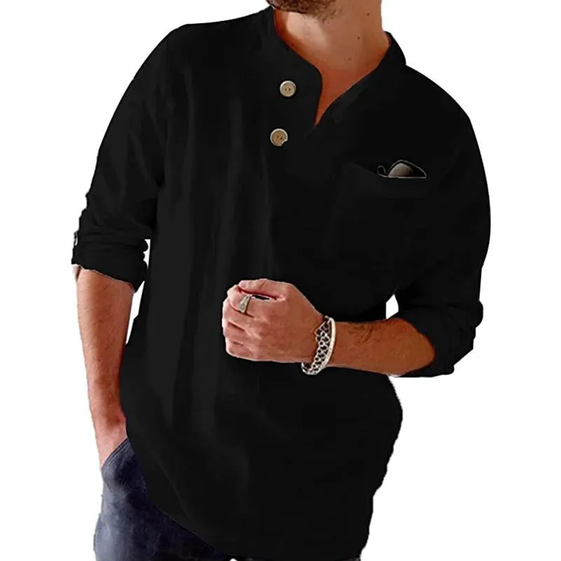 Casual Cotton Linen Roll-Up Sleeve Shirt - Jack