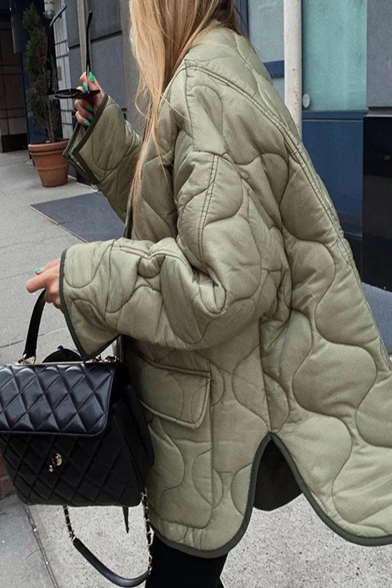Casual Solid Patchwork O Neck Outerwear