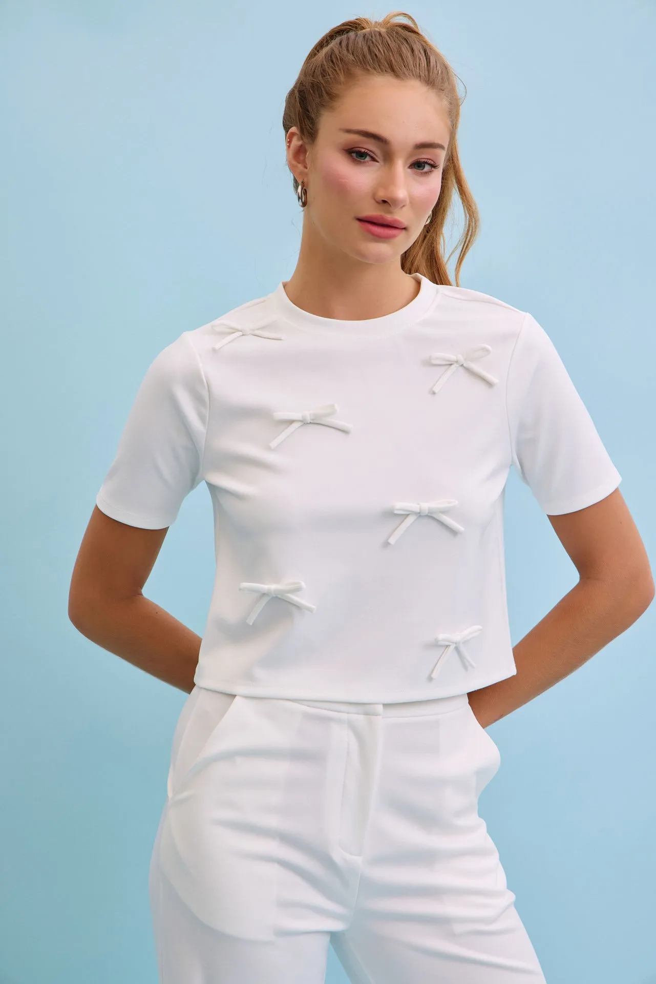 Charming Bows Short Sleeve Top & Pants Set