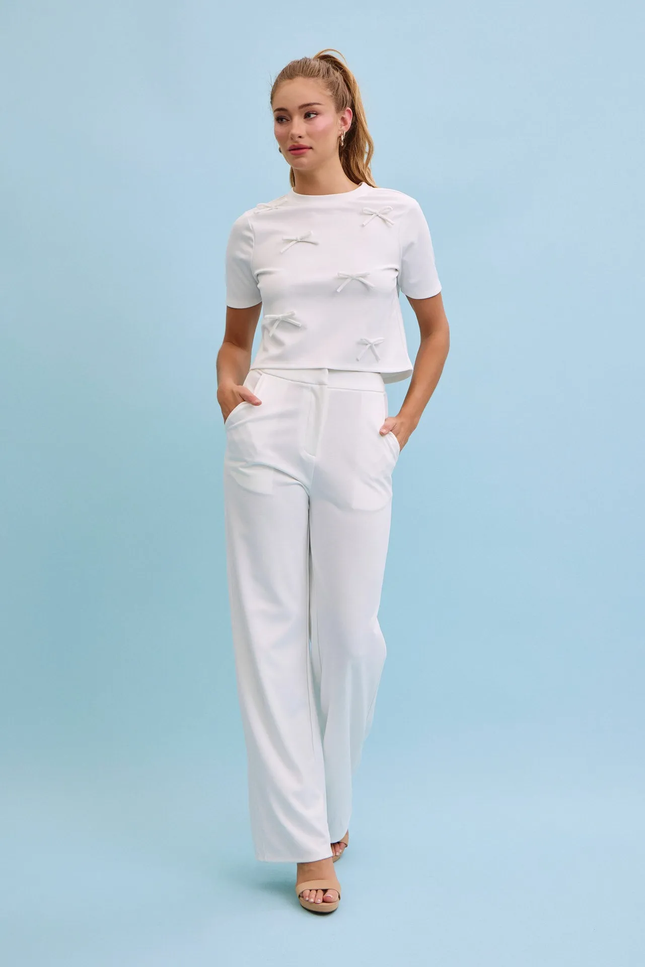 Charming Bows Short Sleeve Top & Pants Set