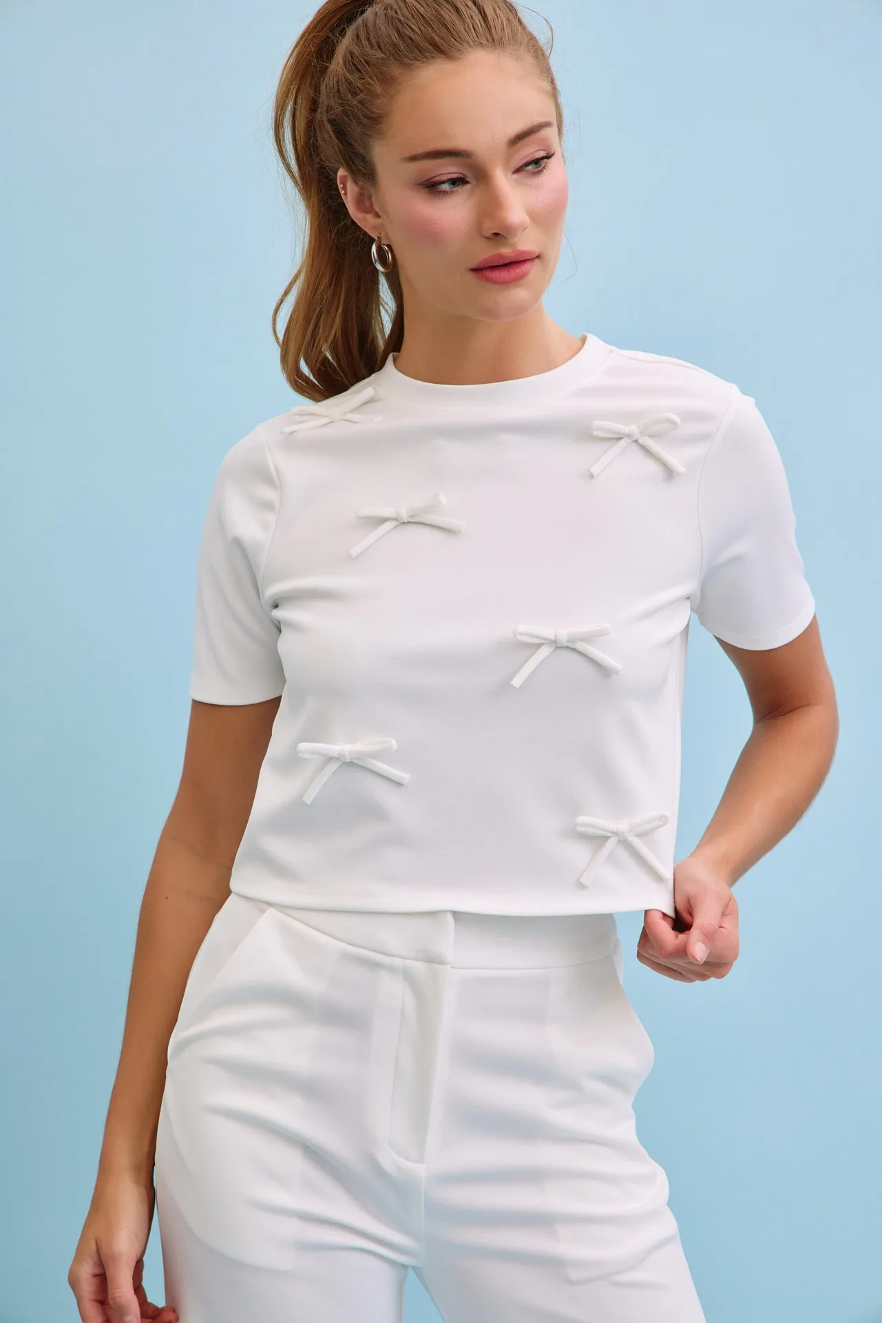 Charming Bows Short Sleeve Top & Pants Set