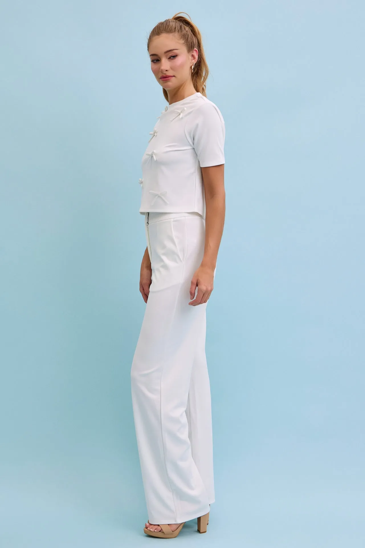 Charming Bows Short Sleeve Top & Pants Set