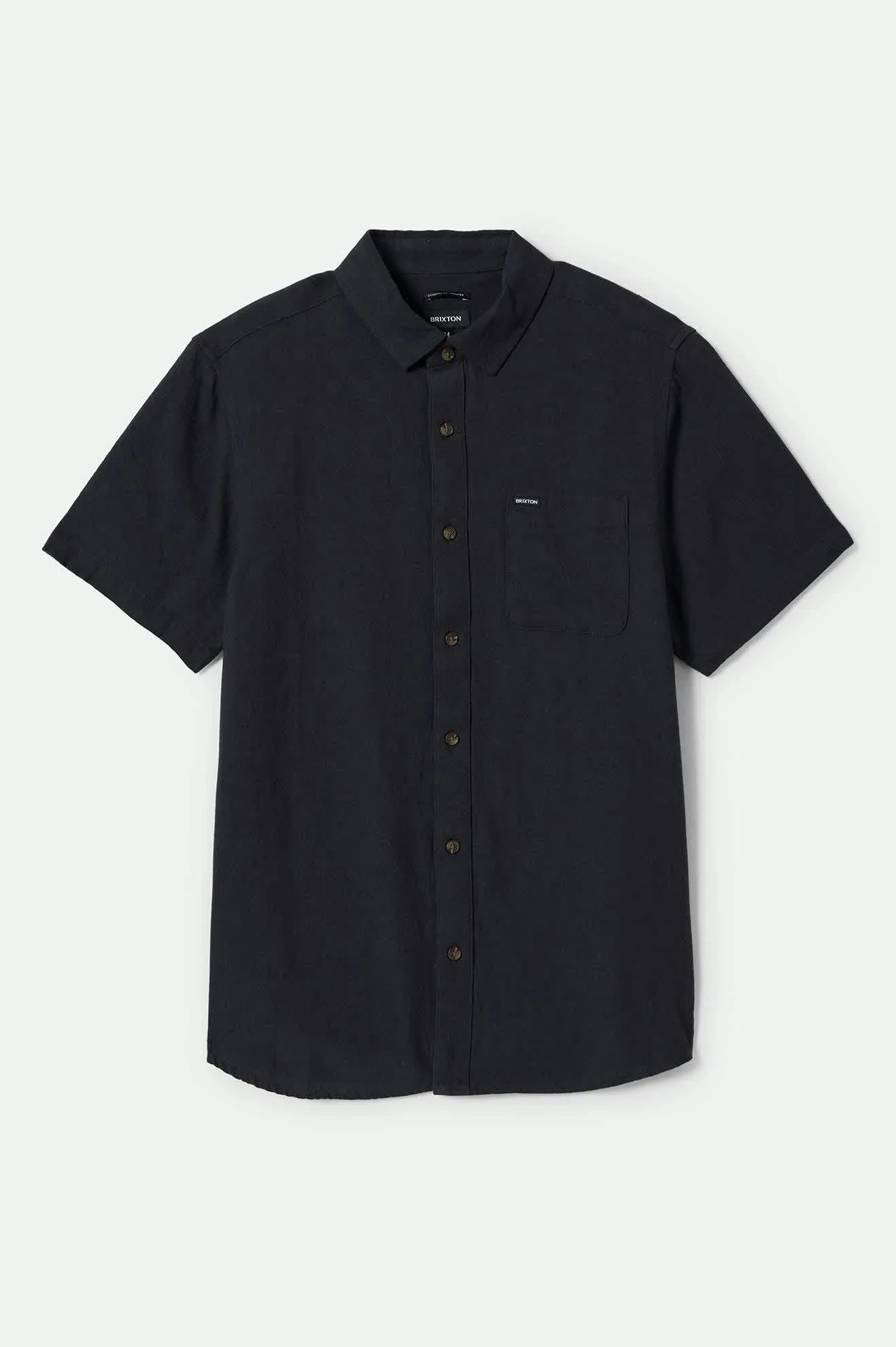 Charter Organic Cotton Linen Blend S/S Shirt - Washed Black