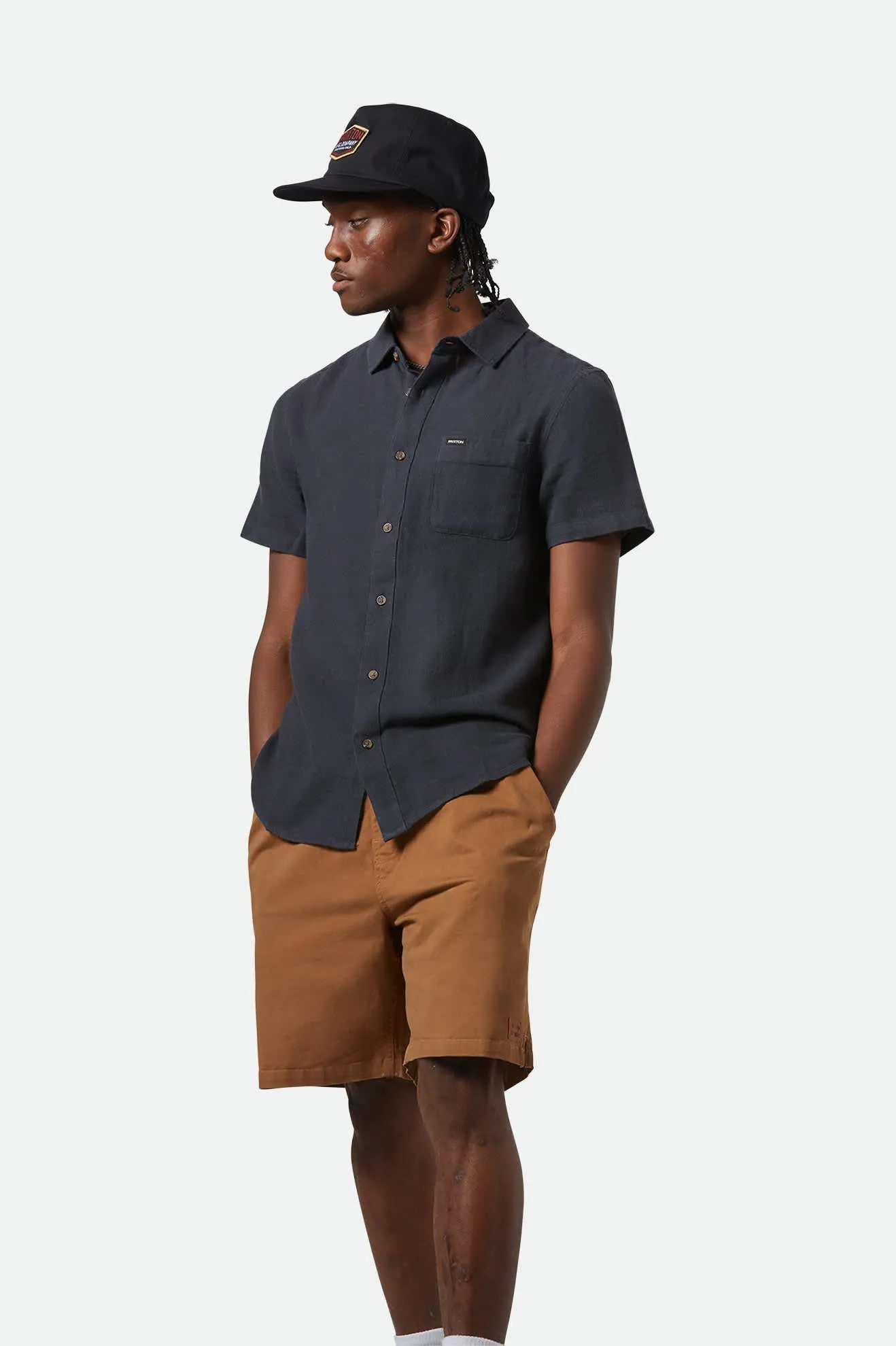 Charter Organic Cotton Linen Blend S/S Shirt - Washed Black
