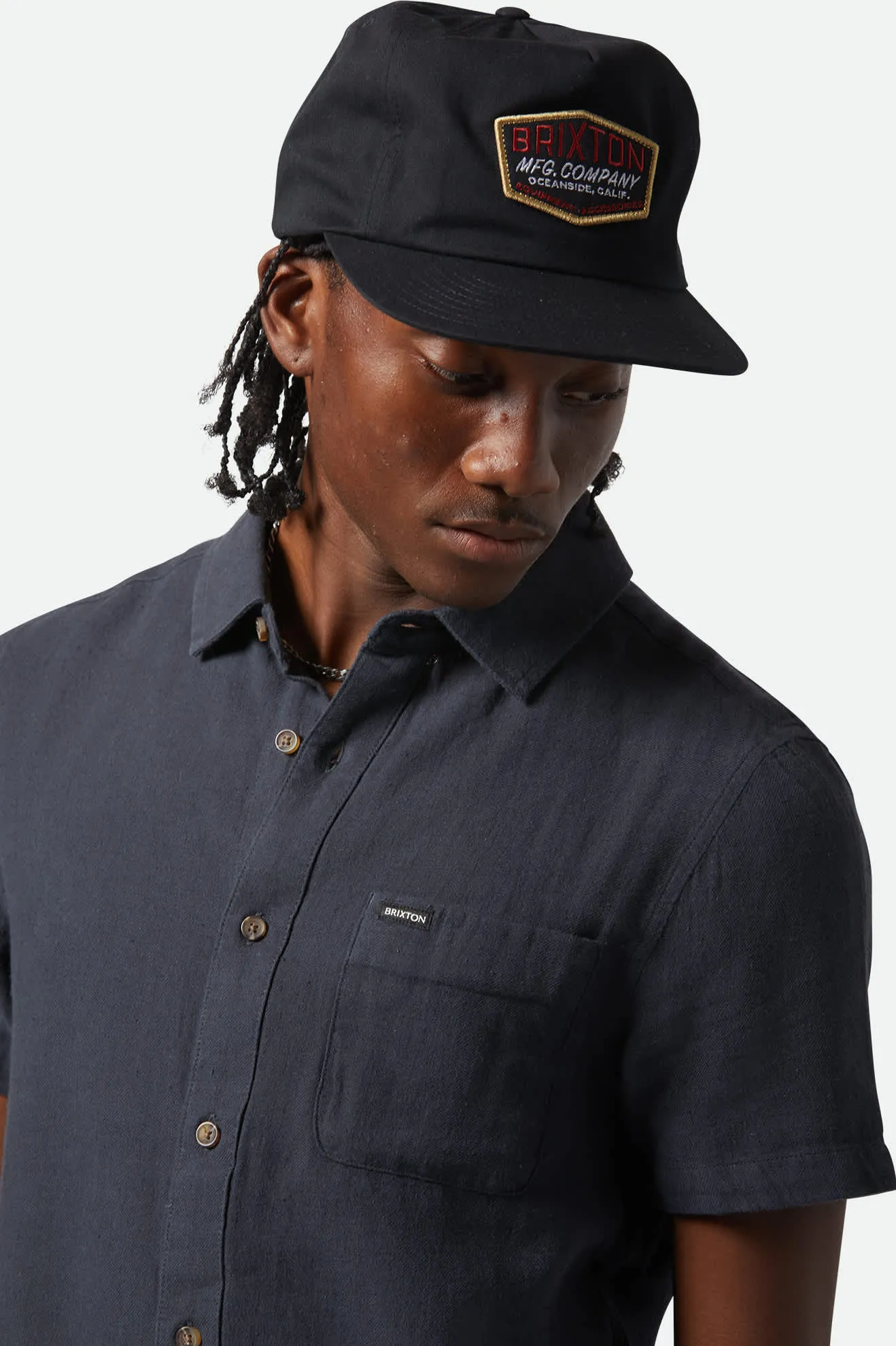 Charter Organic Cotton Linen Blend S/S Shirt - Washed Black