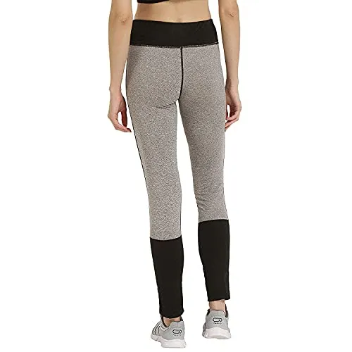 CHKOKKO Women Yoga Track Pants Stretchable Sports Tights Grey Blackk Medium