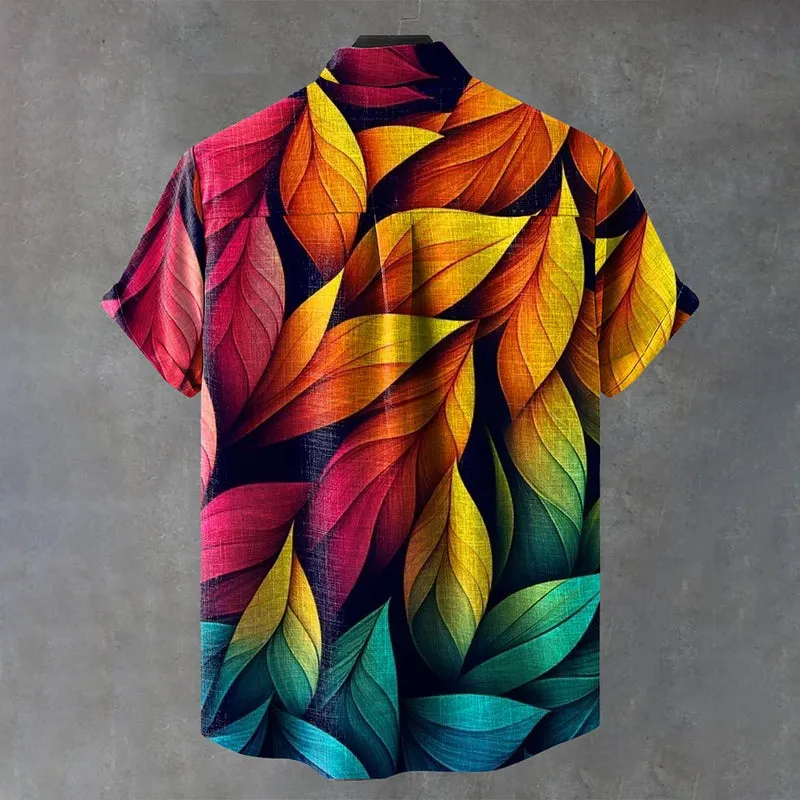 Colorful Leaves Art Print Casual Shirt