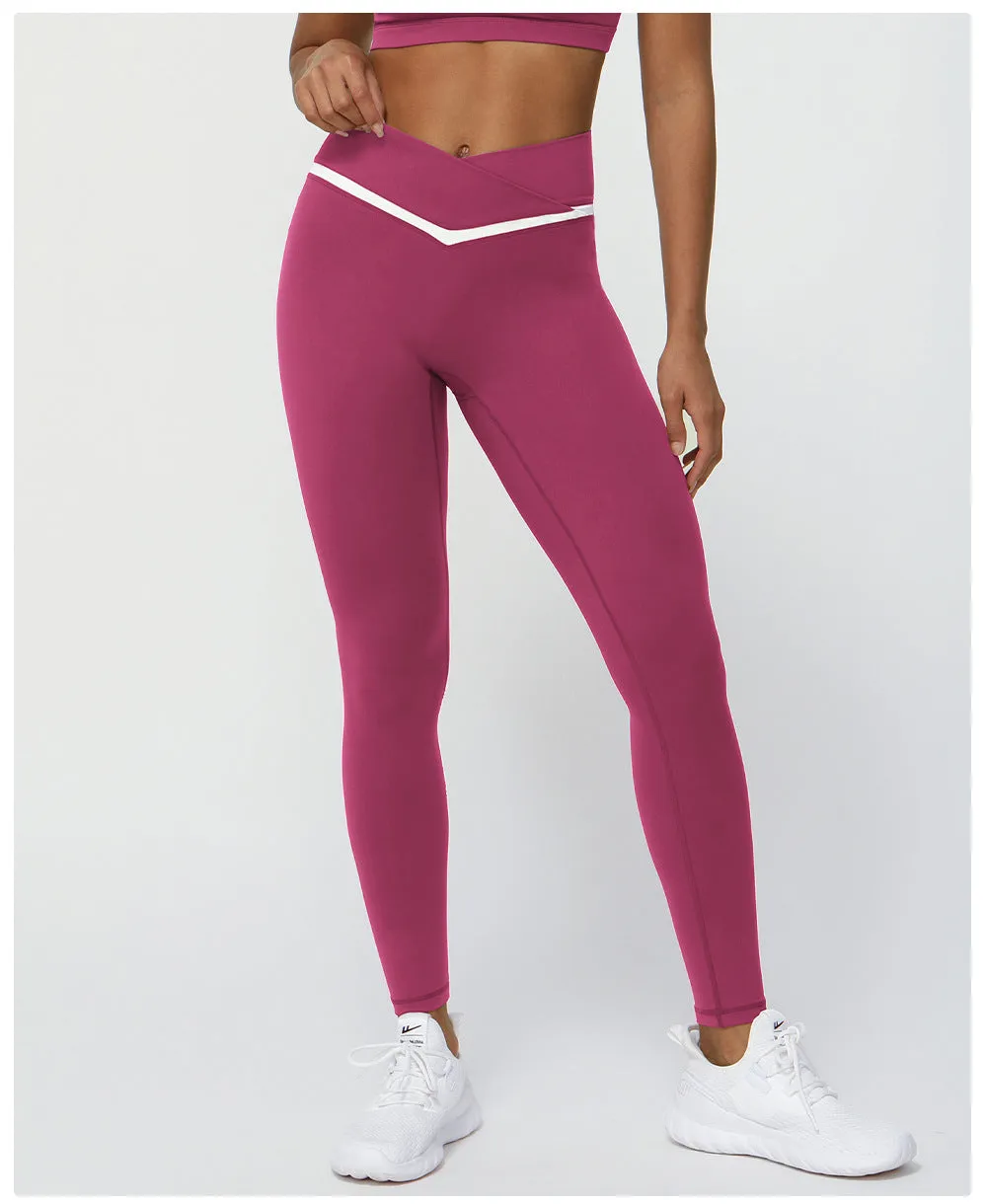 Contrast Color Cross V Yoga Pants