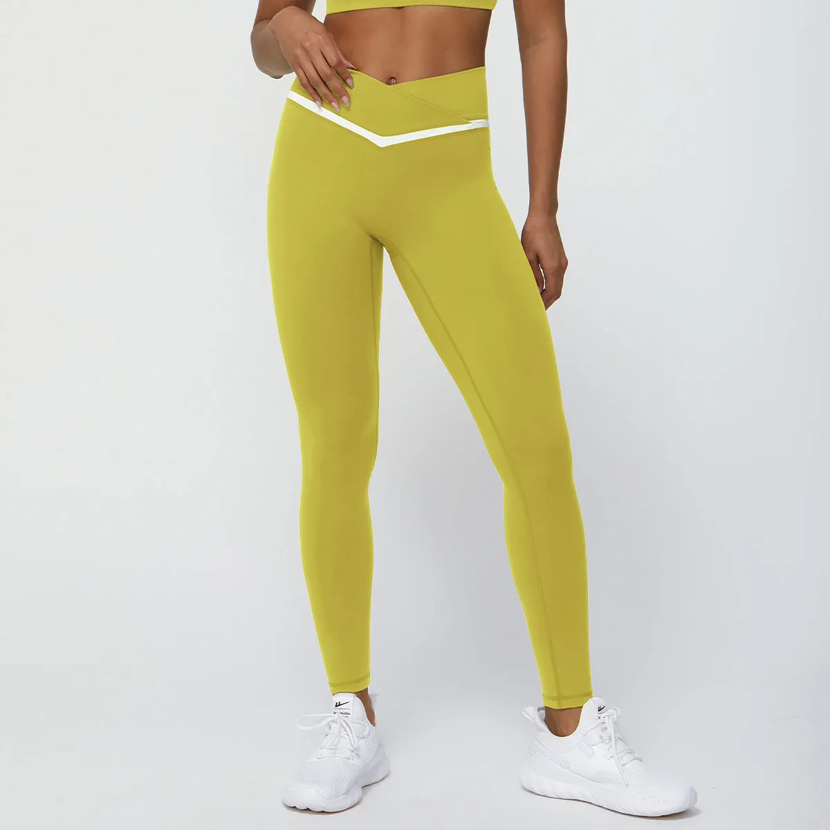 Contrast Color Cross V Yoga Pants