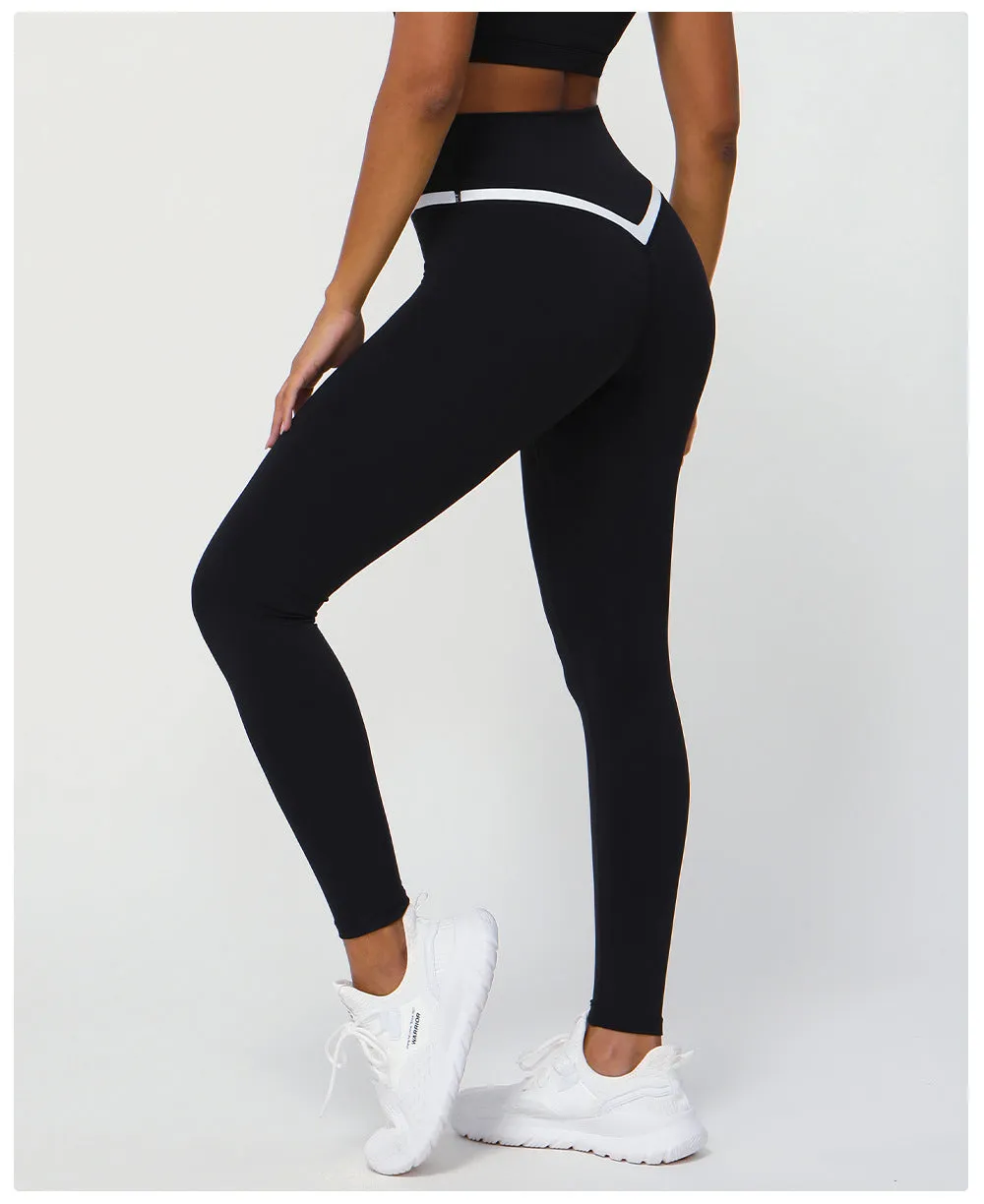 Contrast Color Cross V Yoga Pants