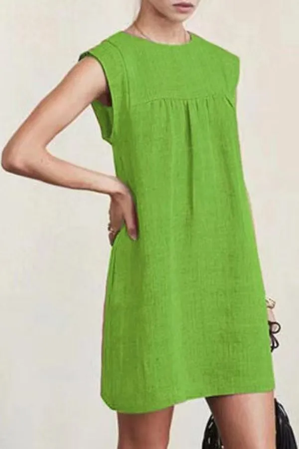 Cotton & Linen Sleeveless Mini Dress
