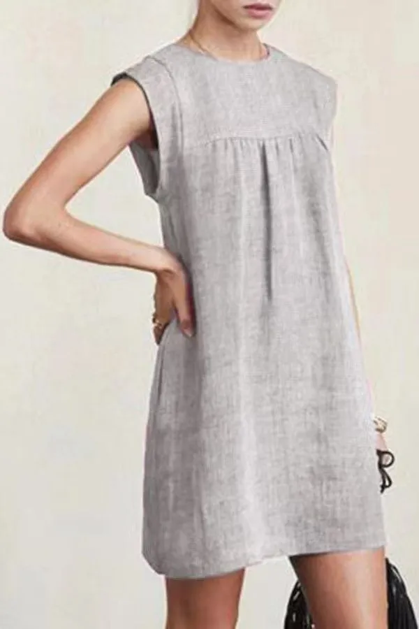 Cotton & Linen Sleeveless Mini Dress