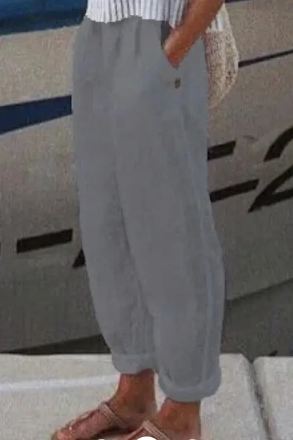 Cotton & Linen Solid Color Pants