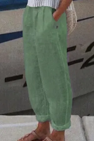Cotton & Linen Solid Color Pants