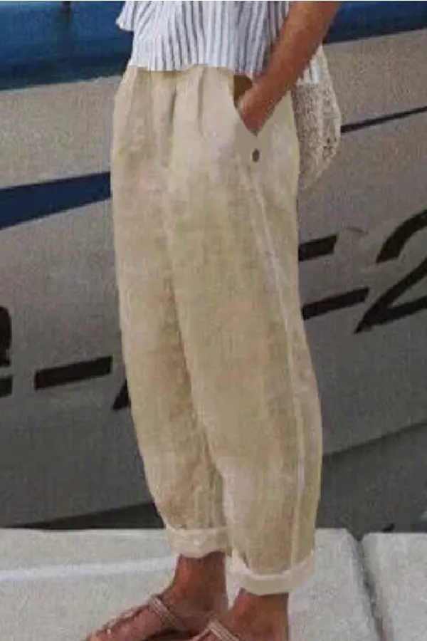 Cotton & Linen Solid Color Pants