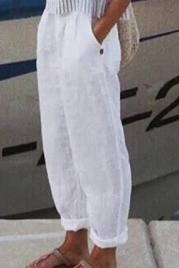 Cotton & Linen Solid Color Pants