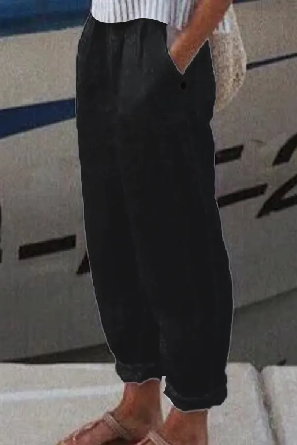 Cotton & Linen Solid Color Pants