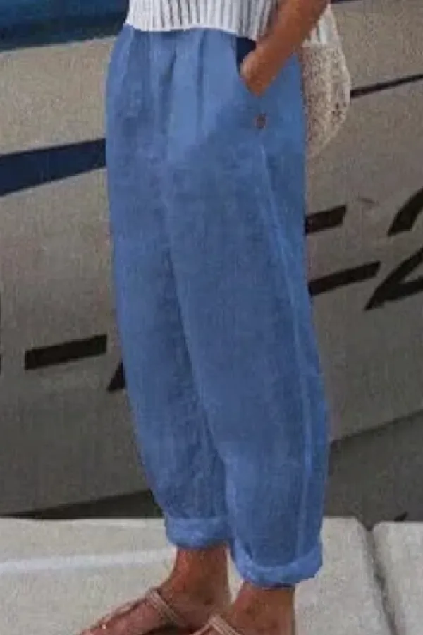 Cotton & Linen Solid Color Pants