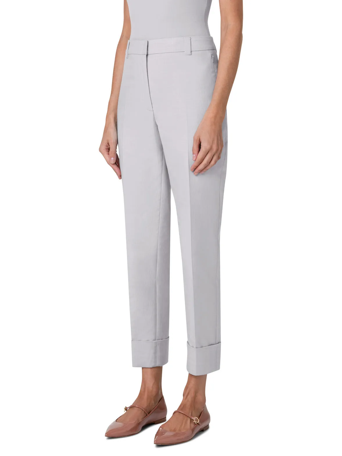 Cropped Tapered Cotton Silk Double-Face Pants