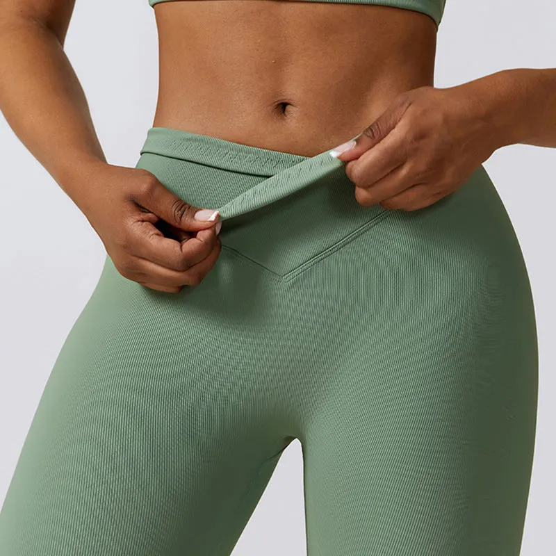 Cross High Waist Tight Thread Hip Raise Leggings