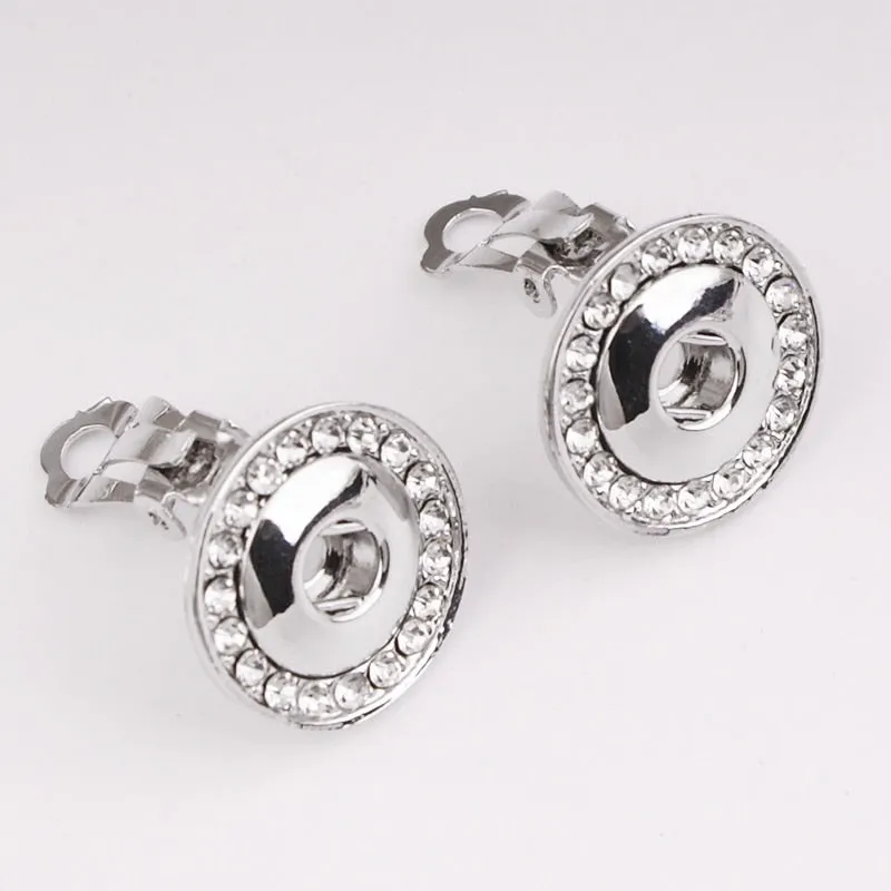 Crystal Ear clip fits 12mm Snap Button Earring  DIY jewelry ginger snap