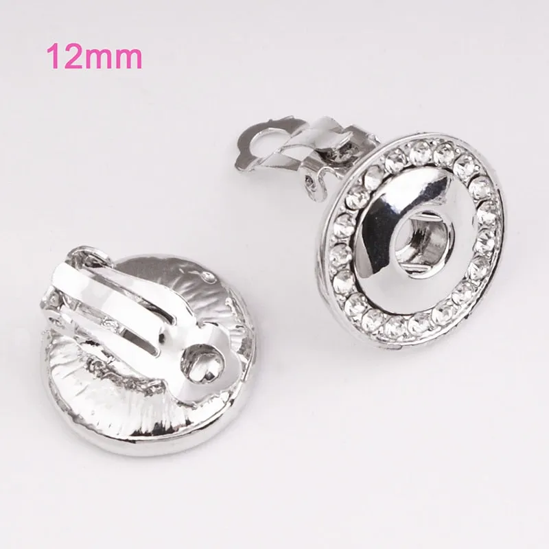 Crystal Ear clip fits 12mm Snap Button Earring  DIY jewelry ginger snap