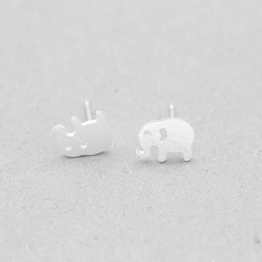 Cute Lucky Elephant Charm Stud Earrings Stainless