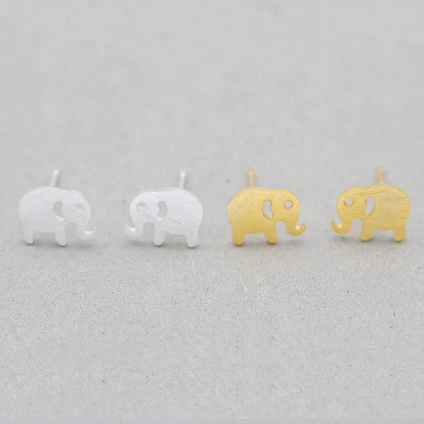 Cute Lucky Elephant Charm Stud Earrings Stainless