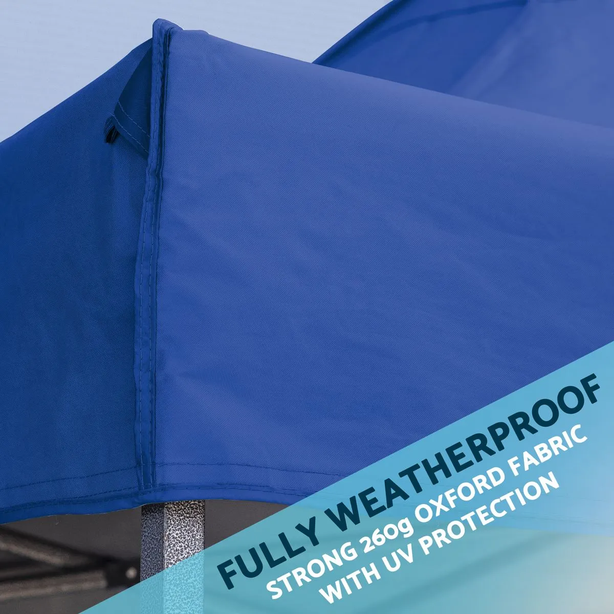 Dellonda Premium 3 x 4.5m Pop-Up Gazebo, Heavy Duty, PVC Coated, Water Resistant Fabric, Supplied with Carry Bag, Rope, Stakes & Weight Bags - Blue Canopy