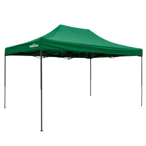 Dellonda Premium 3 x 4.5m Pop-Up Gazebo, Heavy Duty, PVC Coated, Water Resistant Fabric, Supplied with Carry Bag, Rope, Stakes & Weight Bags - Dark Green Canopy