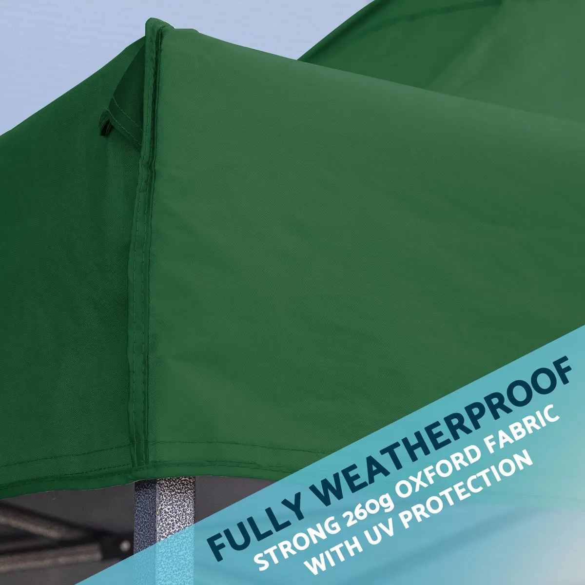 Dellonda Premium 3 x 4.5m Pop-Up Gazebo, Heavy Duty, PVC Coated, Water Resistant Fabric, Supplied with Carry Bag, Rope, Stakes & Weight Bags - Dark Green Canopy