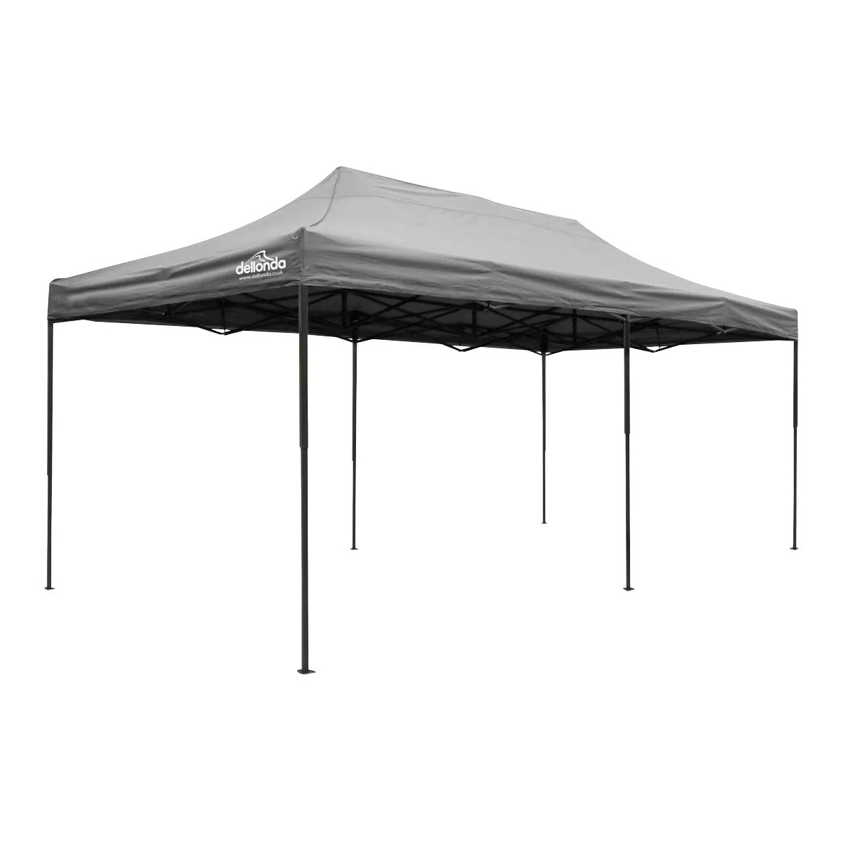 Dellonda Premium 3x6m Pop-Up Gazebo, Heavy Duty, PVC Coated, Water Resistant Fabric, Supplied with Carry Bag, Rope, Stakes & Weight Bags - Grey Canopy