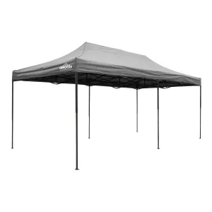 Dellonda Premium 3x6m Pop-Up Gazebo, Heavy Duty, PVC Coated, Water Resistant Fabric, Supplied with Carry Bag, Rope, Stakes & Weight Bags - Grey Canopy