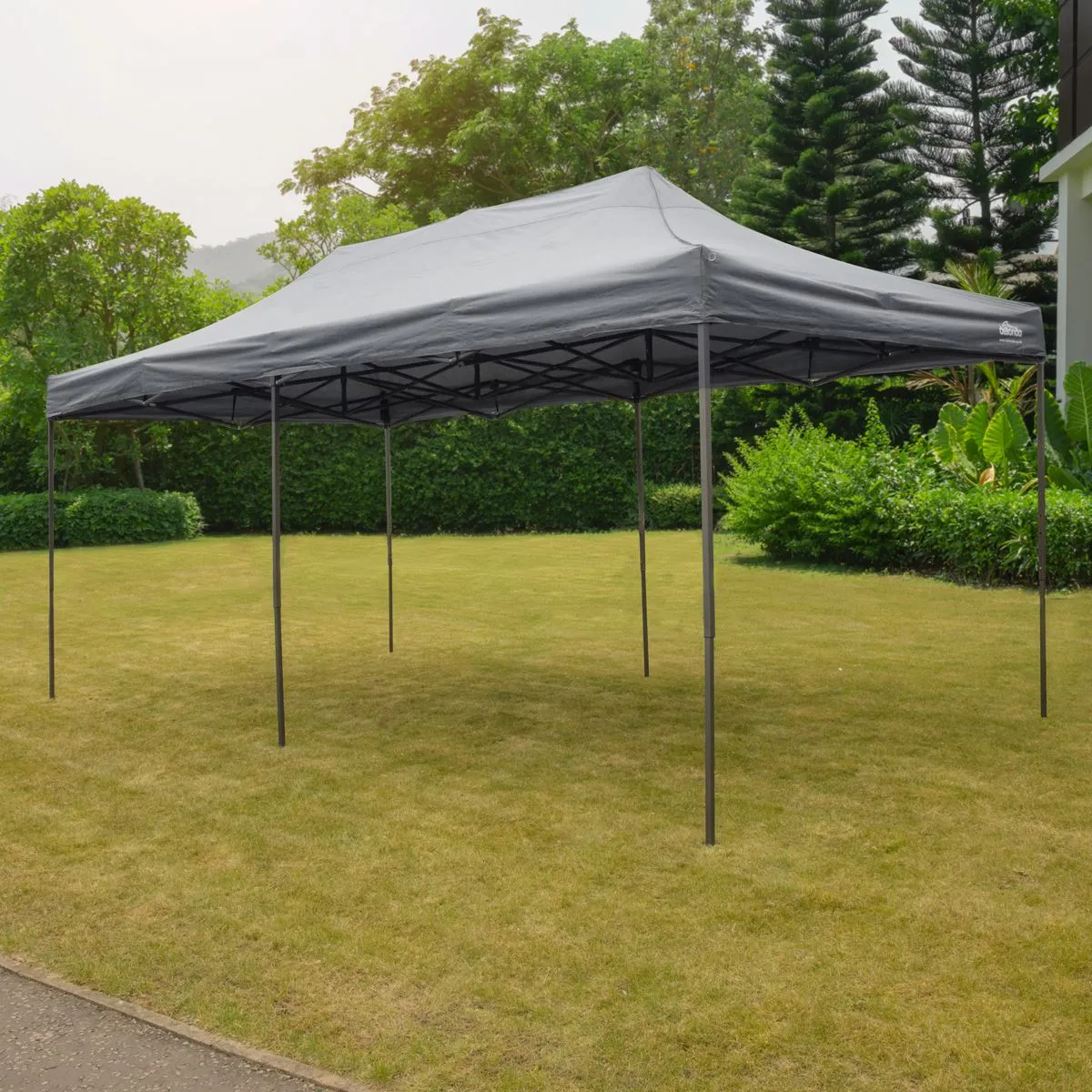 Dellonda Premium 3x6m Pop-Up Gazebo, Heavy Duty, PVC Coated, Water Resistant Fabric, Supplied with Carry Bag, Rope, Stakes & Weight Bags - Grey Canopy