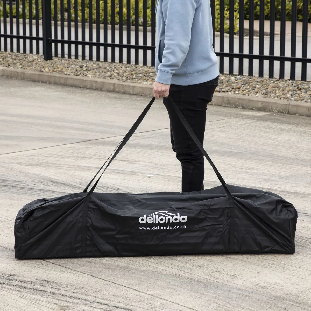 Dellonda Premium 3x6m Pop-Up Gazebo, Heavy Duty, PVC Coated, Water Resistant Fabric, Supplied with Carry Bag, Rope, Stakes & Weight Bags - Grey Canopy