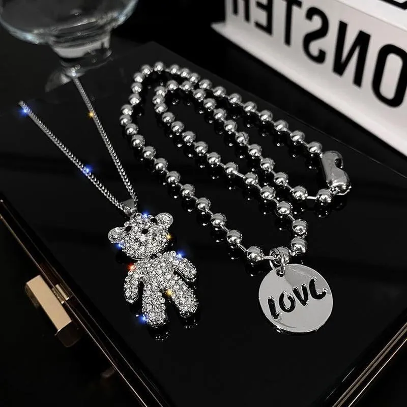 Double Layer Beads Chain Necklace Women Party Jewelry