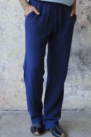 DUNE Organic Gauze Cotton Pants (Dark Blue, Dusty Pink)