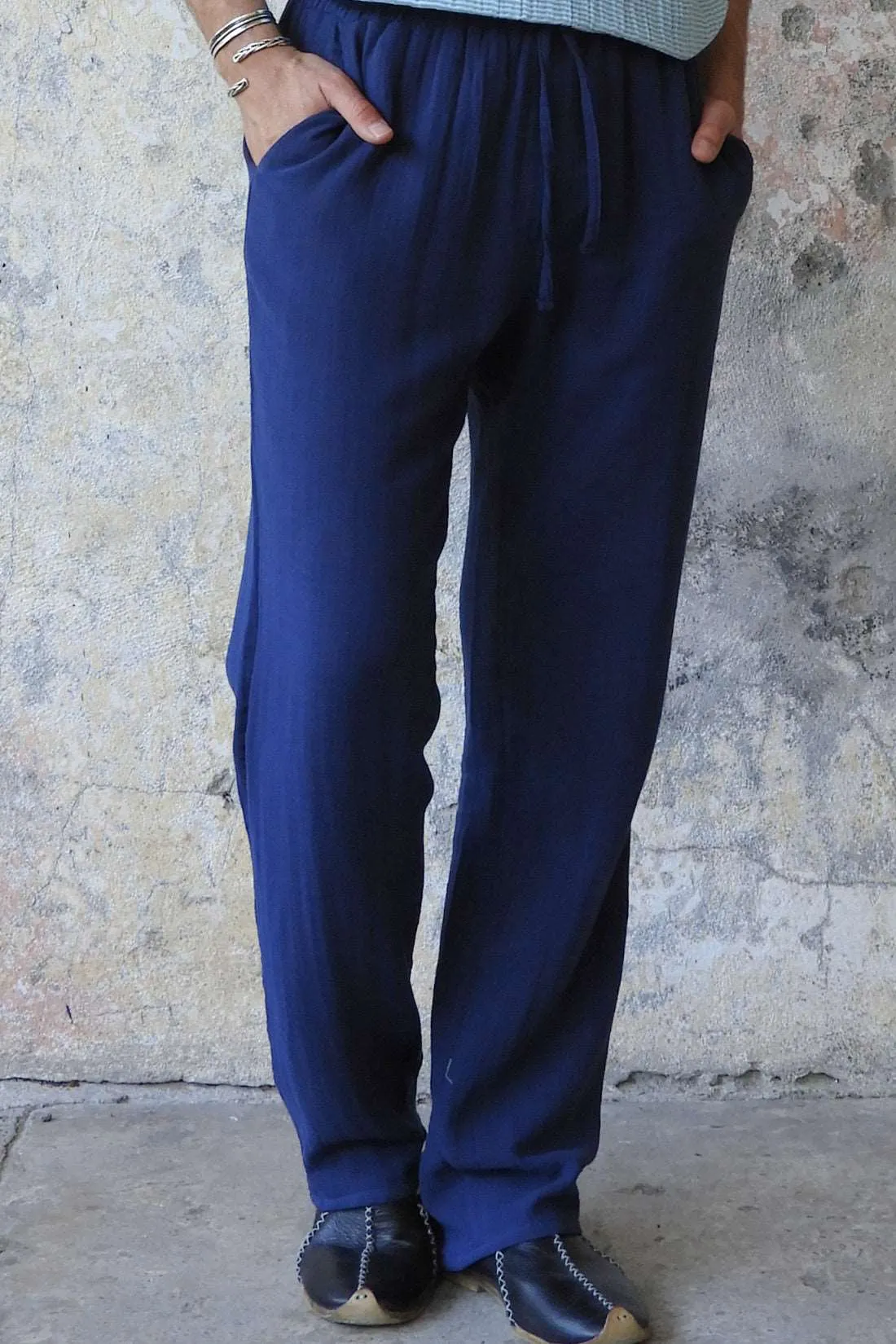 DUNE Organic Gauze Cotton Pants (Dark Blue, Dusty Pink)