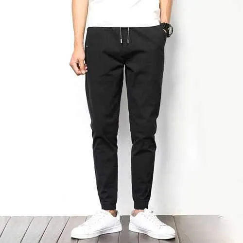 Elastic Waist Drawstring Solid Color Pants