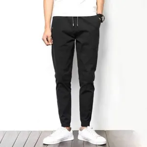 Elastic Waist Drawstring Solid Color Pants