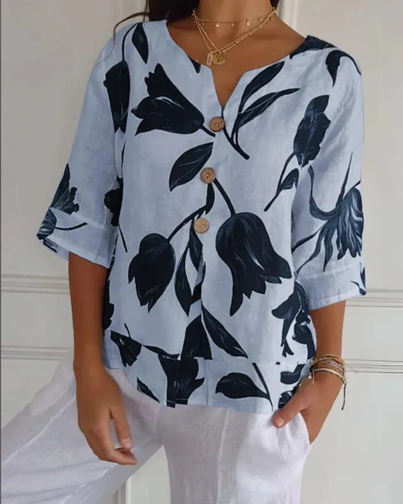 Eliana | Casual Flower Print Shirt