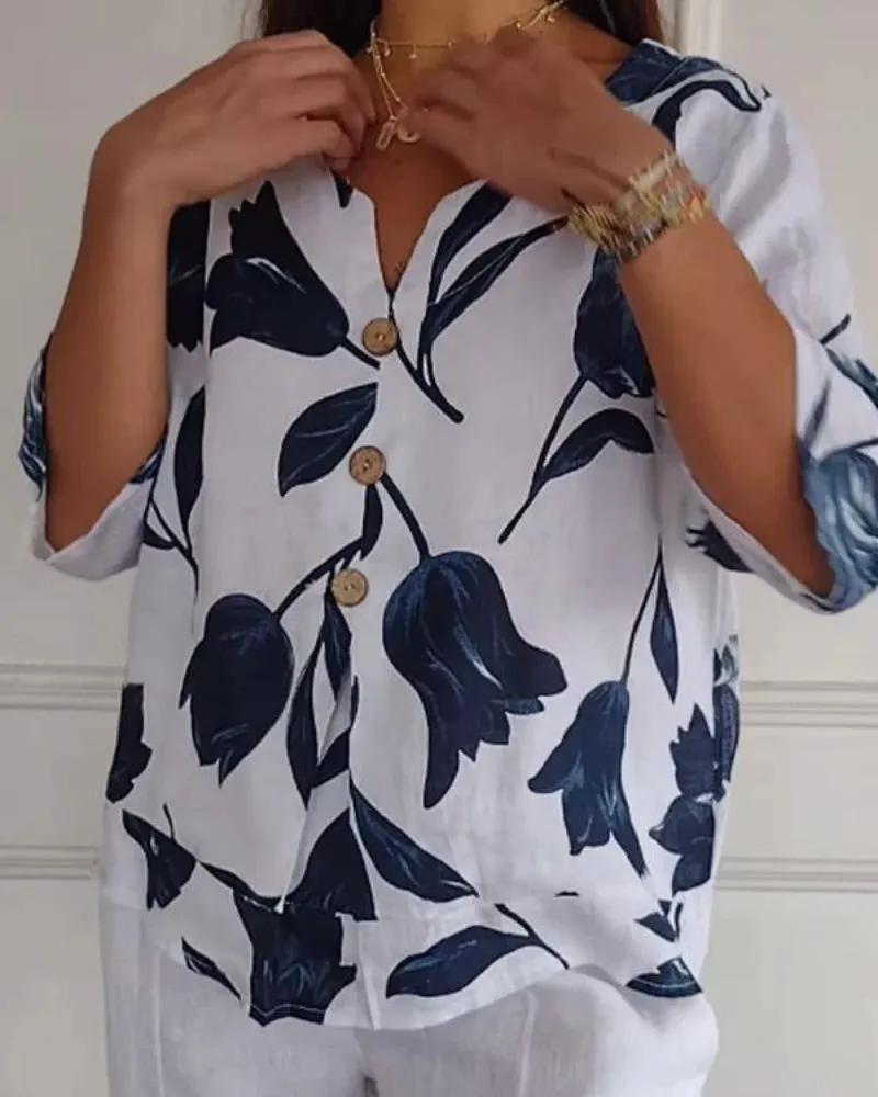 Eliana | Casual Flower Print Shirt