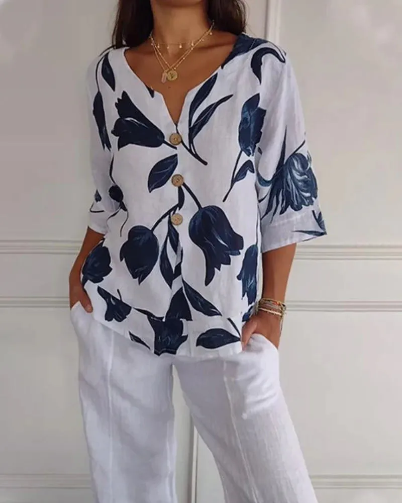 Eliana | Casual Flower Print Shirt