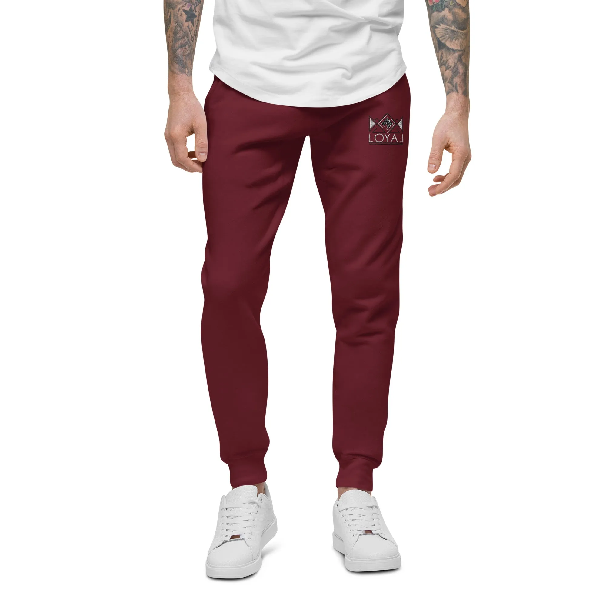 Embroidered Fleece sweatpants - White