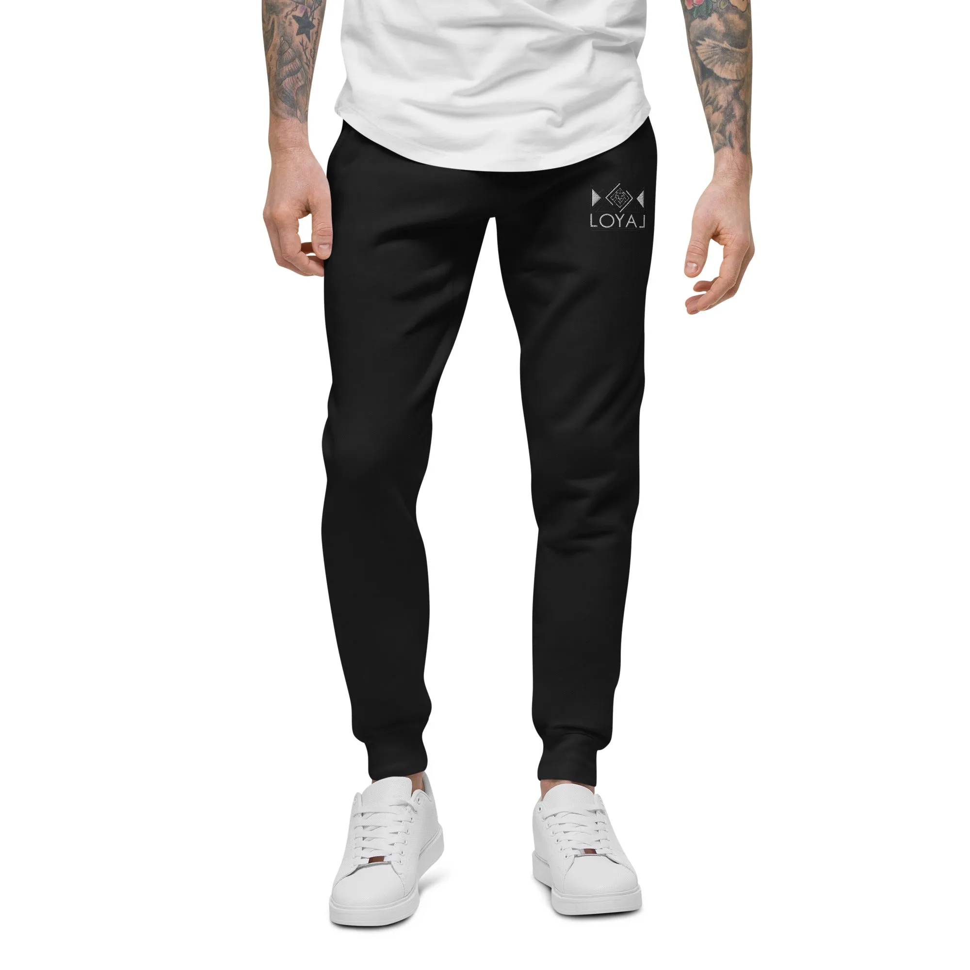 Embroidered Fleece sweatpants - White