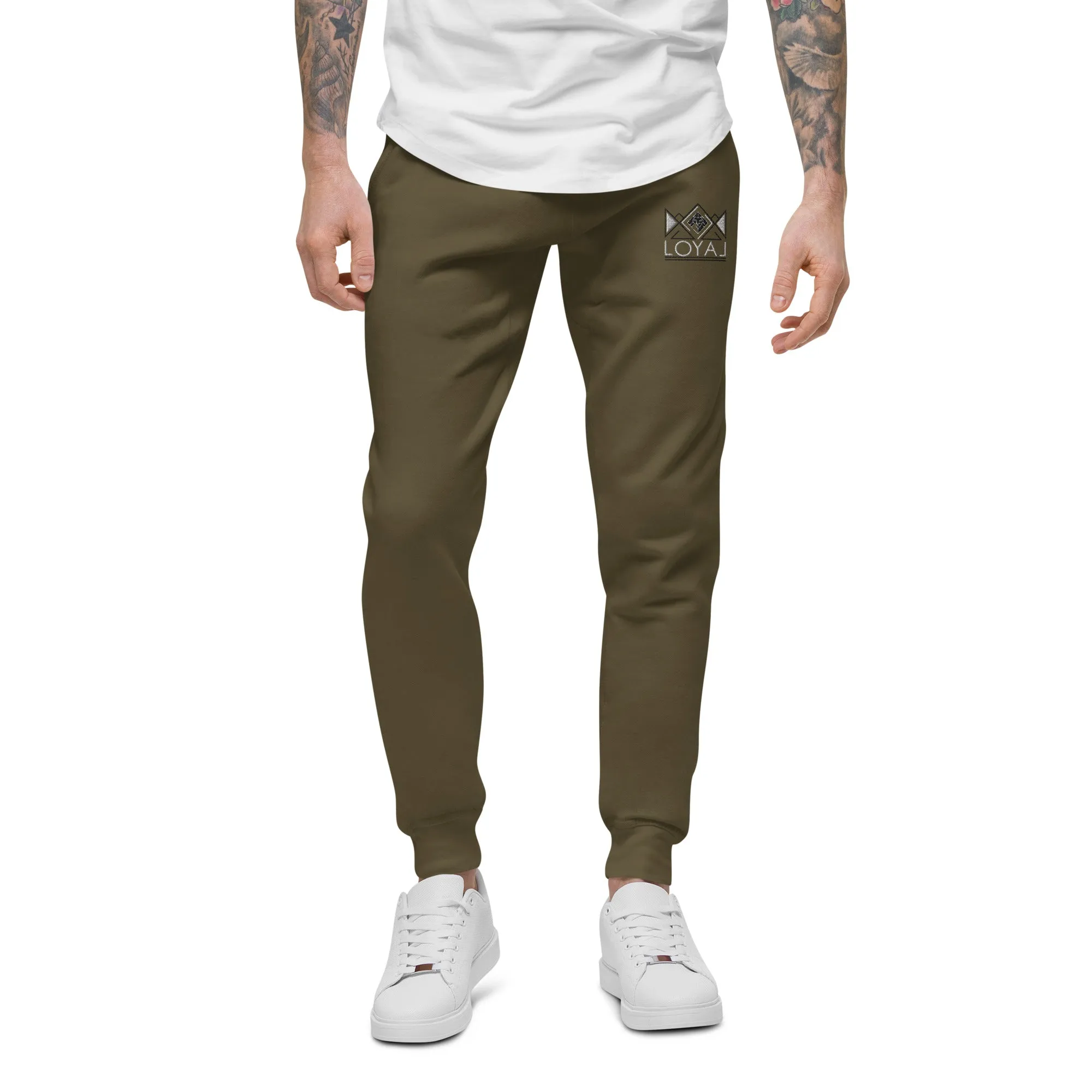 Embroidered Fleece sweatpants - White