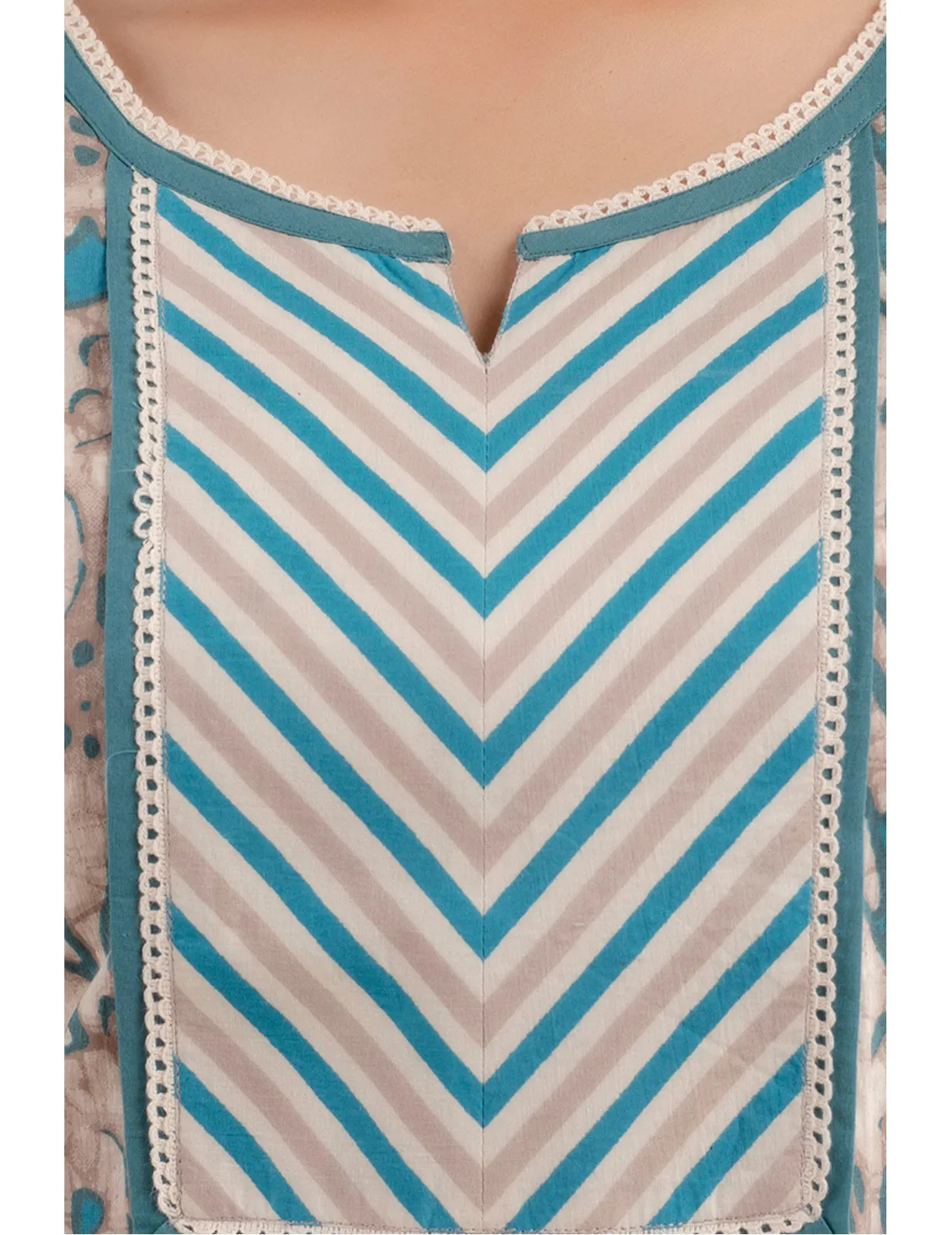 Exquisite Cadet Blue Batik Print Kurta Set